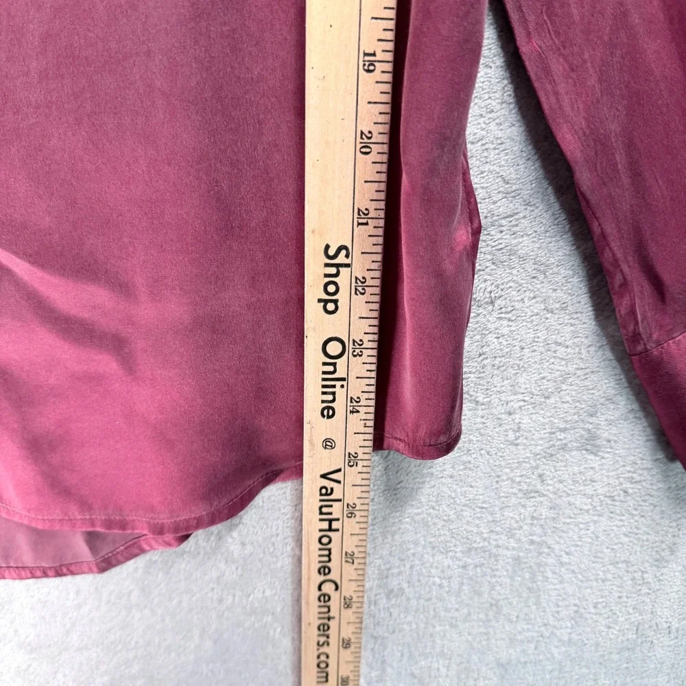 Equipment Femme Shirt Women XS Burgundy Silk Long Sleeve Button Down Pockets